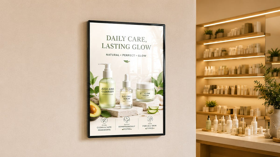light box kaca tempered untuk retail wall