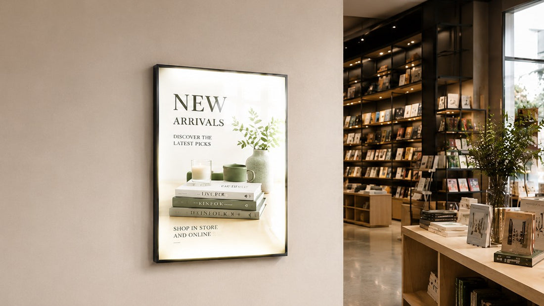 light box kaca tempered untuk retail wall