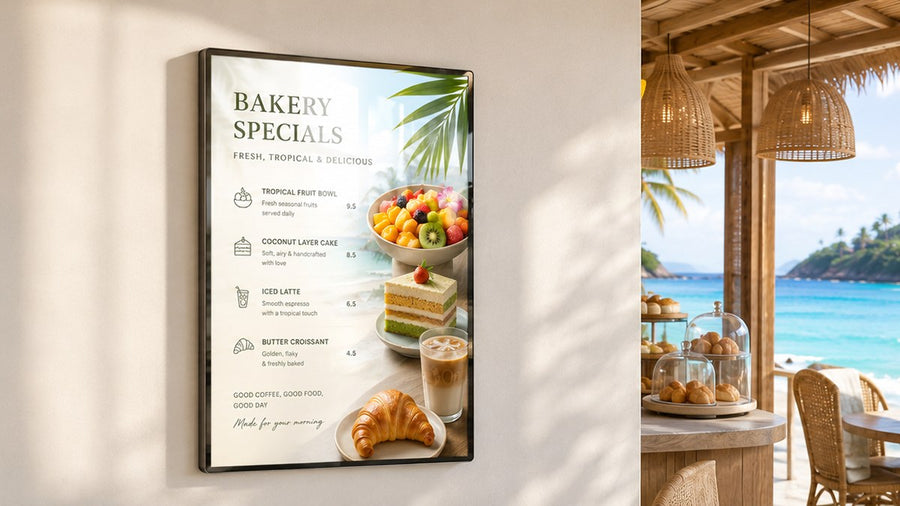 light box kaca tempered untuk retail wall