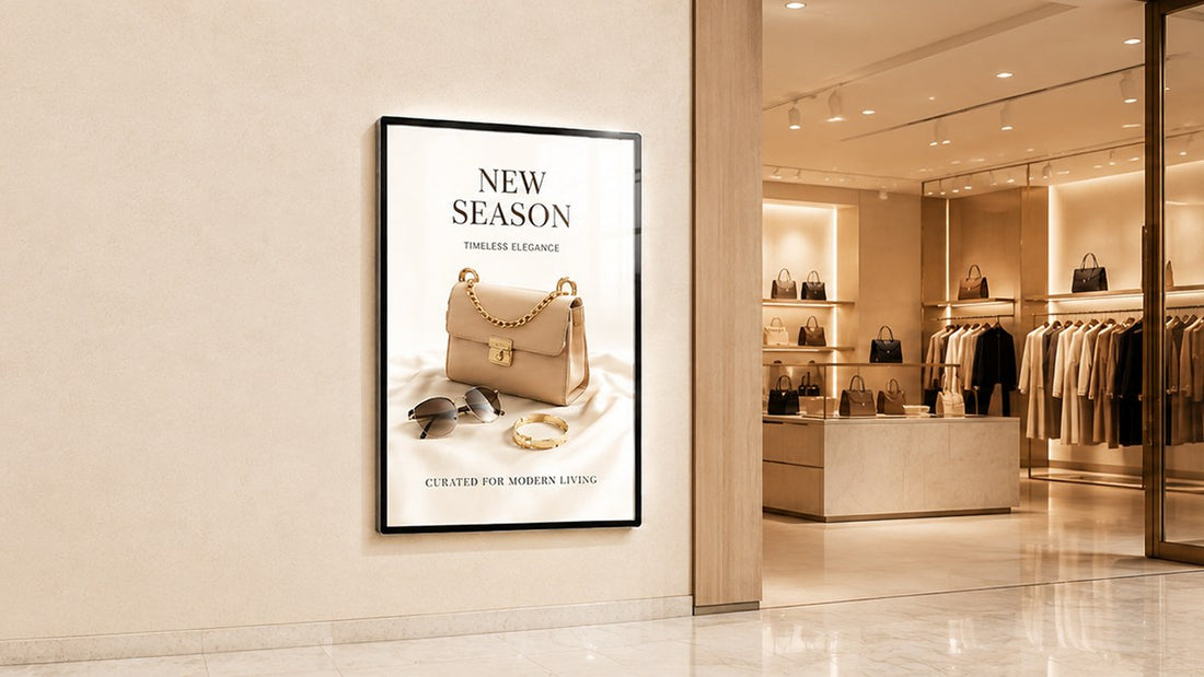 light box kaca tempered untuk retail wall