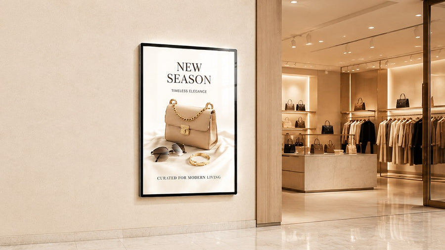 light box kaca tempered untuk retail wall