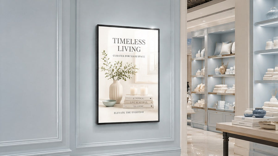 light box kaca tempered untuk retail wall