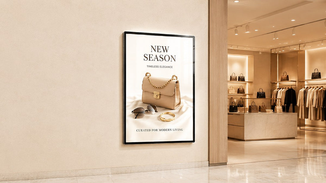 light box kaca tempered untuk dinding retail
