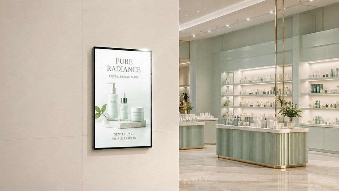 light box kaca tempered untuk dinding retail