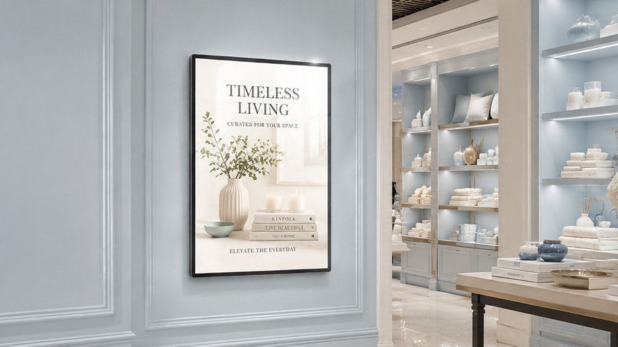 light box kaca tempered untuk dinding retail