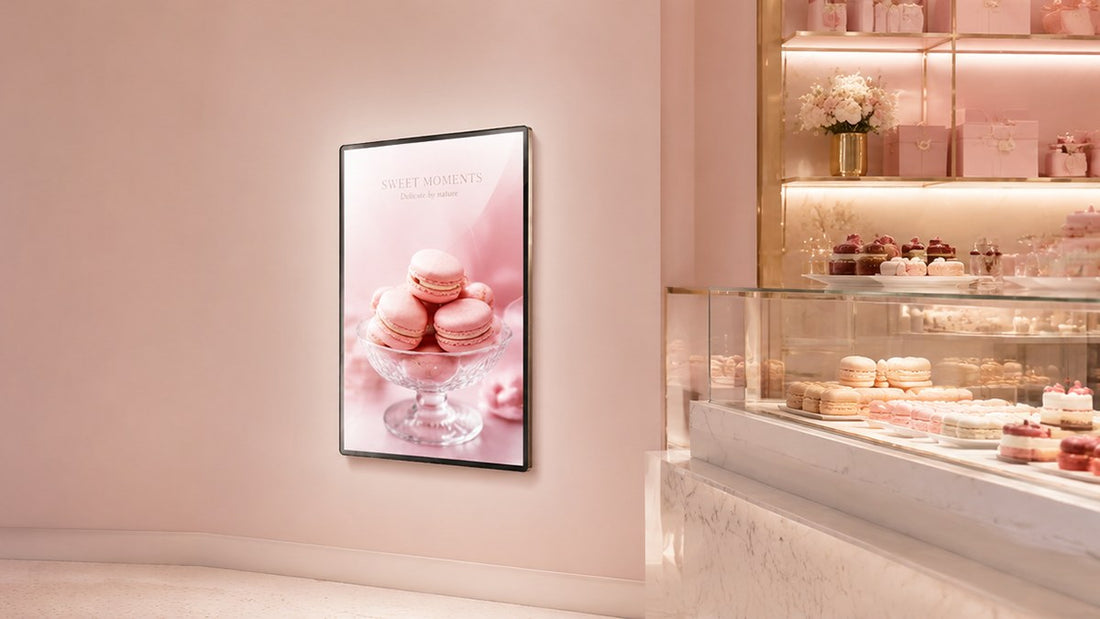 light box kaca tempered untuk dinding retail