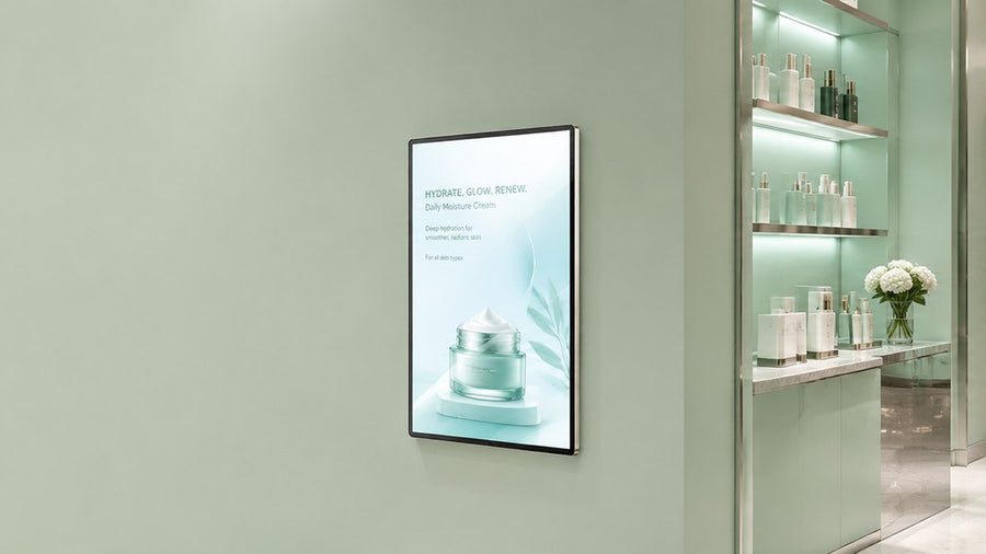 light box kaca tempered untuk dinding retail