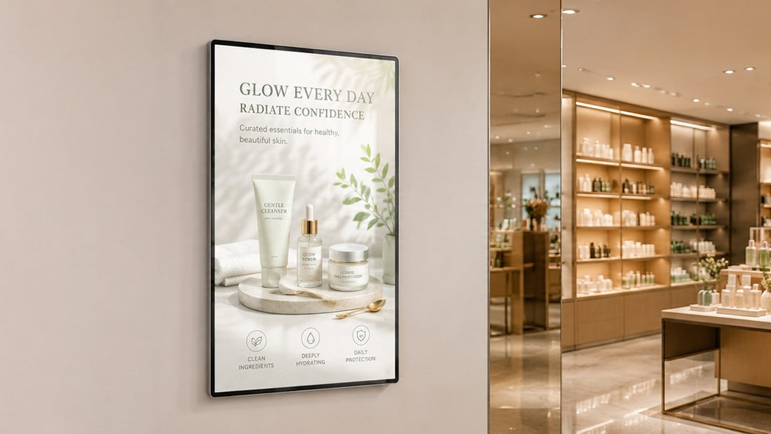 light box kaca tempered untuk dinding retail