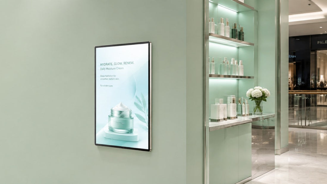 light box kaca tempered untuk dinding retail