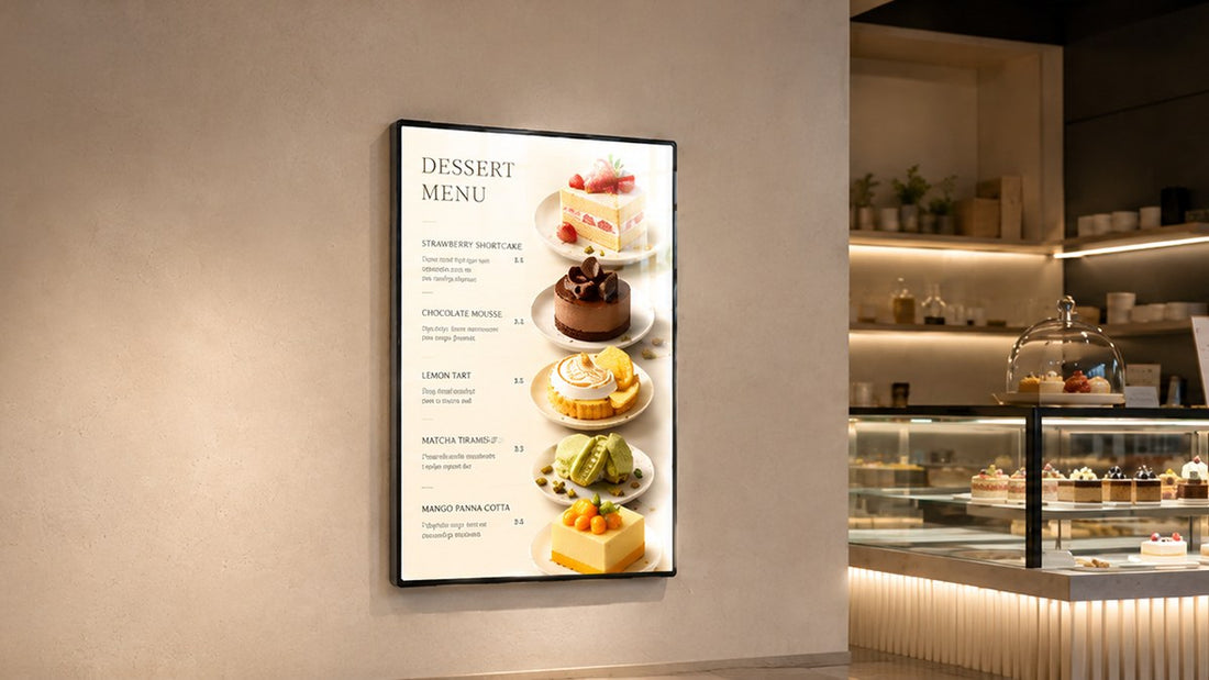 light box kaca tempered untuk dinding retail