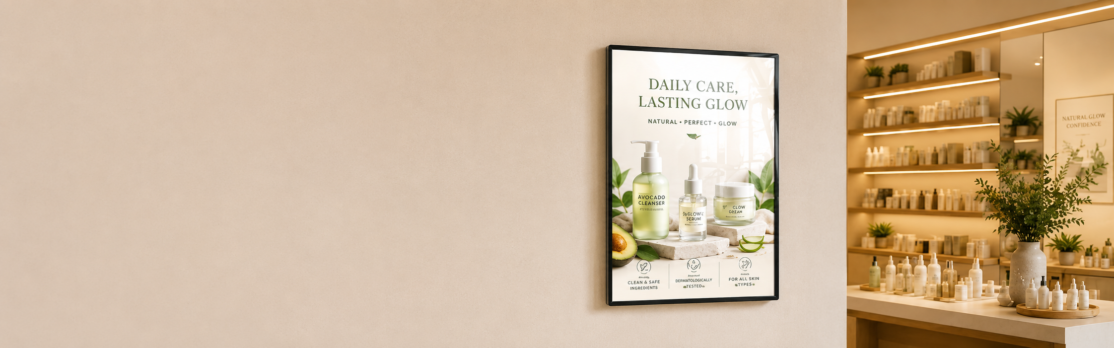 Tempered glass light box banner