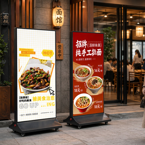 Visual soft film pada standing fabric light box dua sisi