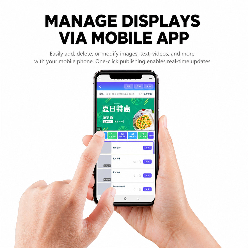 MANAGE DISPLAYSVIA MOBILE APP