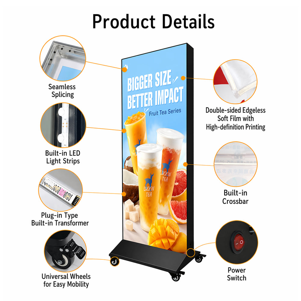 Detail frame standing double sided fabric light box