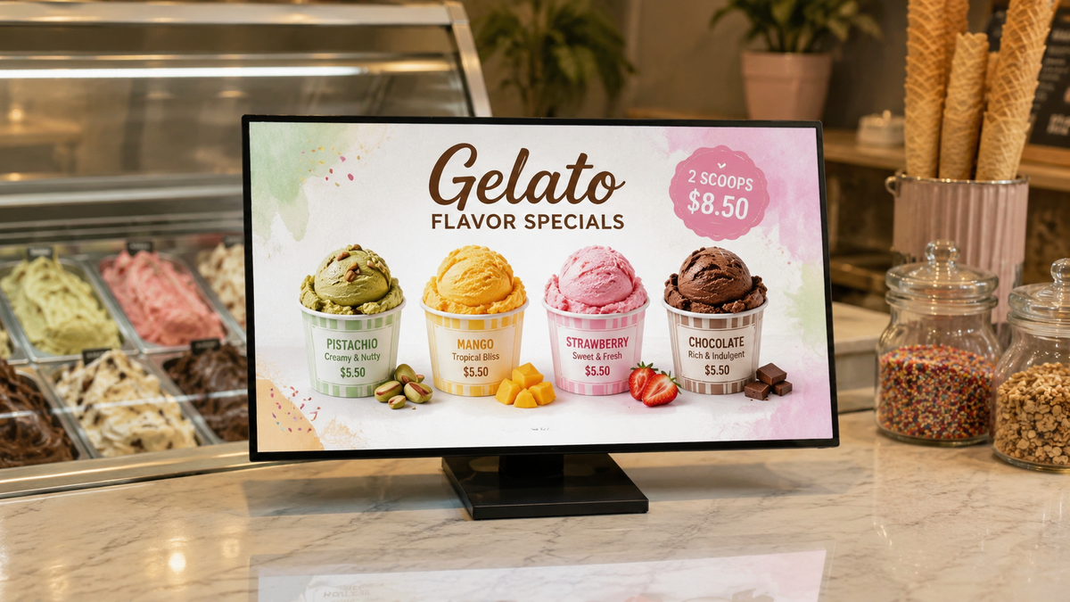 Menu display solutions for food and beverage stores